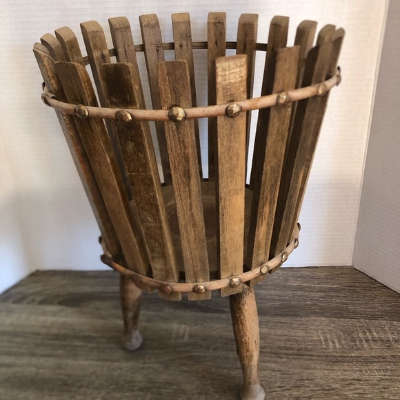 Vintage Primitive Wooden Planter Stand - Picture 5 of 10